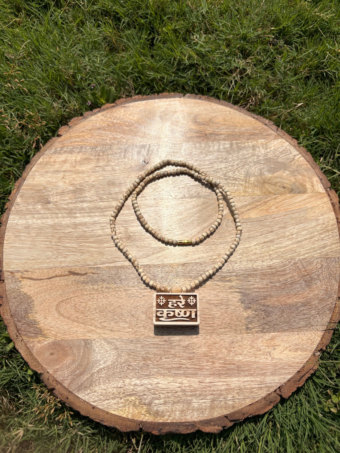 1 Round Pure Tulsi se nirmit mala & pure Tulsi se nirmit Hare Krishn naam Bhaktmal locket