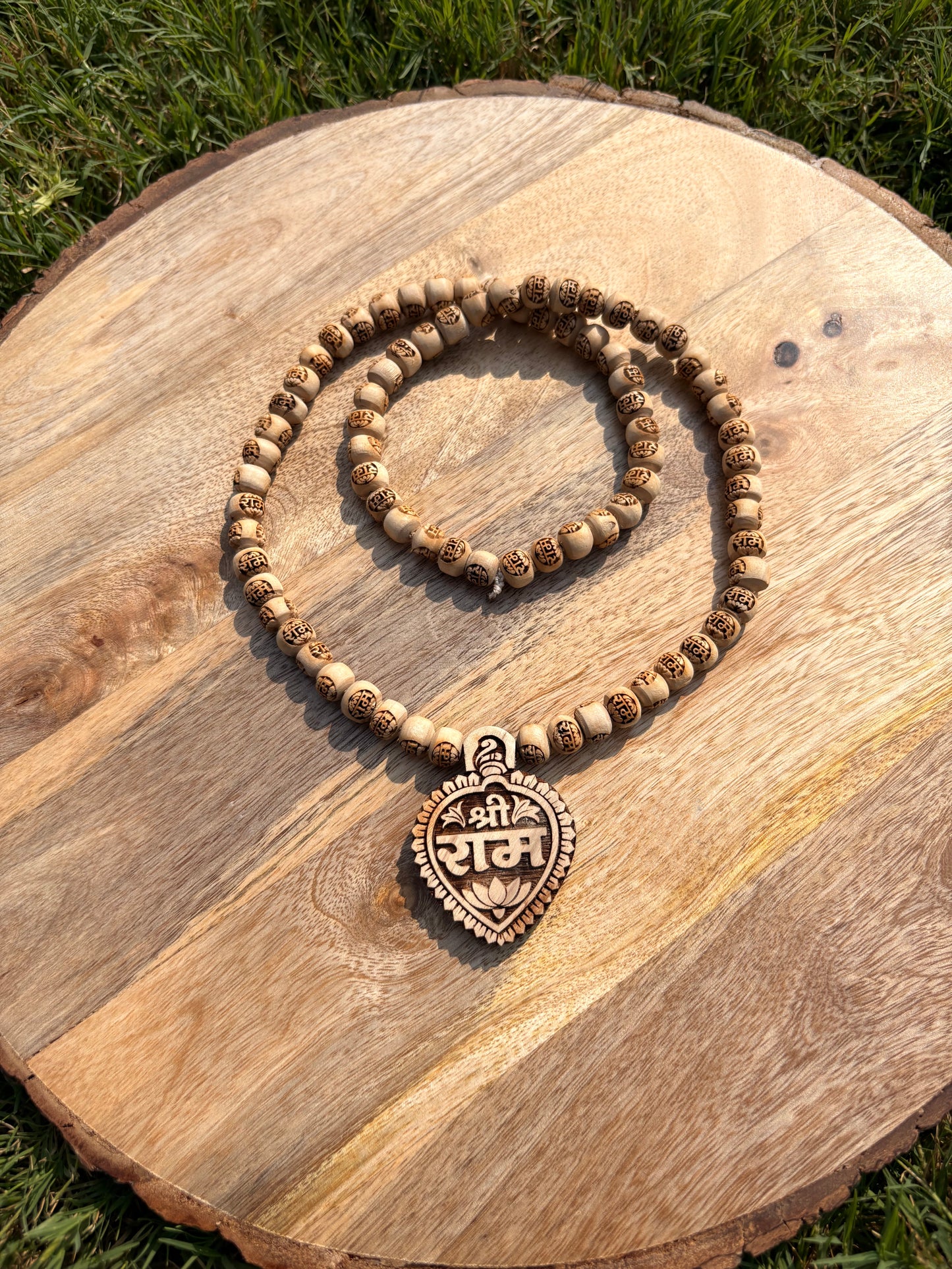 1 Round Pure Tulsi mala Radha naam & Pure Tulsi se nirmit Shree Ram naam locket