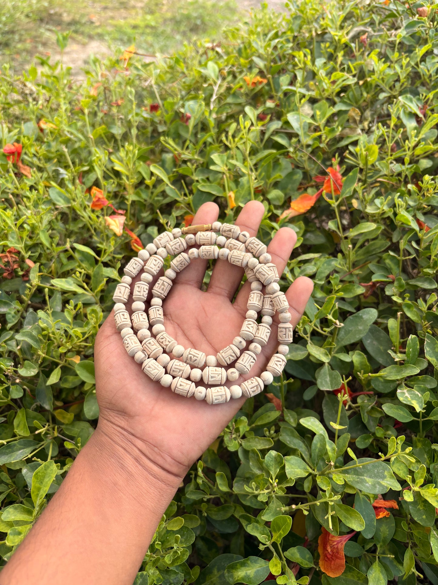 2 round Pure Tulsi mala Handcrafted radha name
