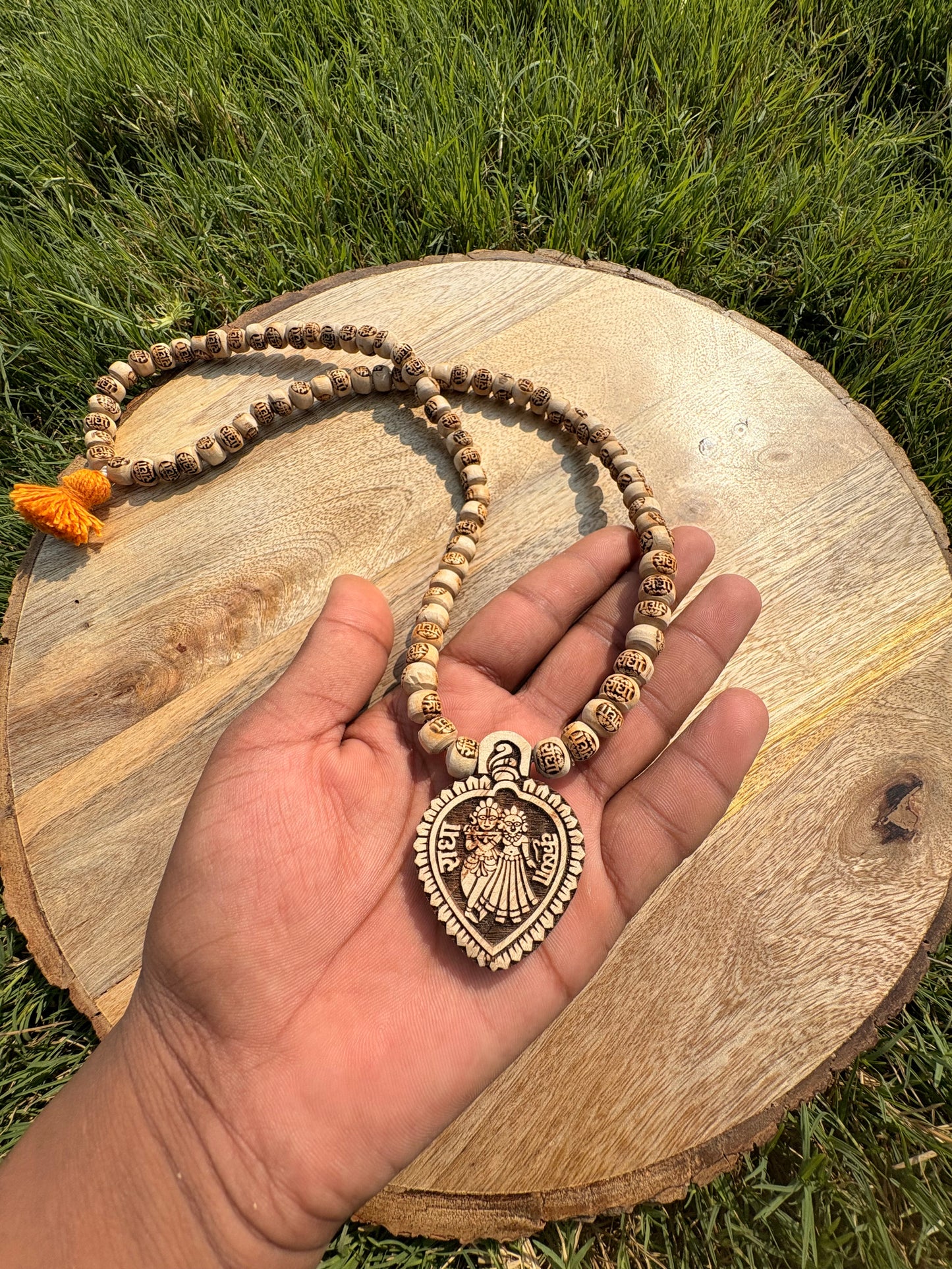 1 Round Pure Tulsi mala radha naam & Pure Tulsi se nirmit Radhakrishn locket