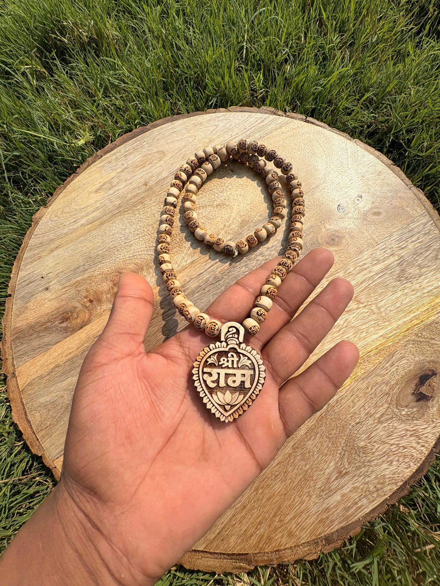 1 Round Pure Tulsi mala Radha naam & Pure Tulsi se nirmit Shree Ram naam locket