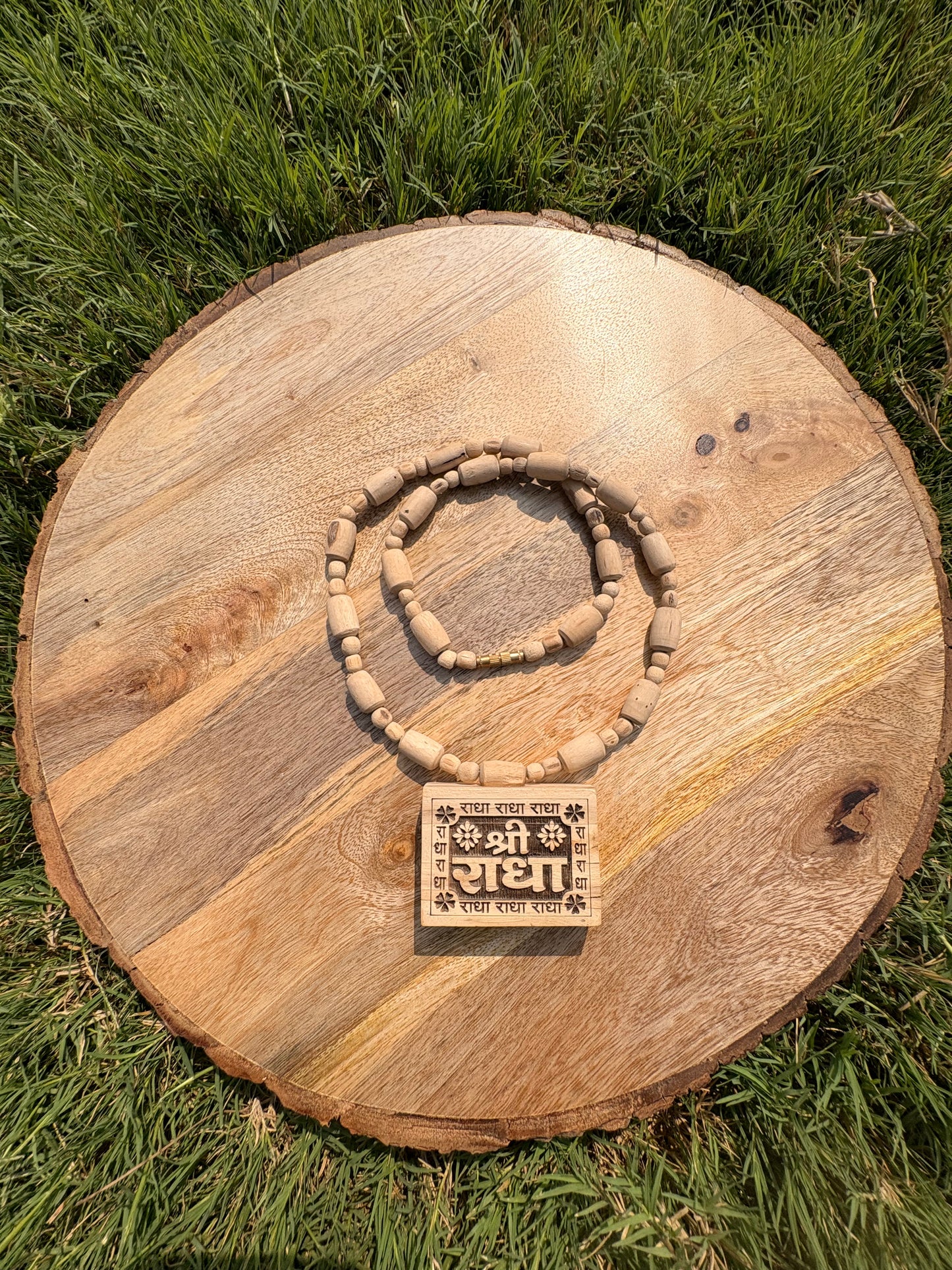 1 Round Pure Tulsi mala & pure Tulsi se nirmit Shree Radha naam Bhaktmal locket