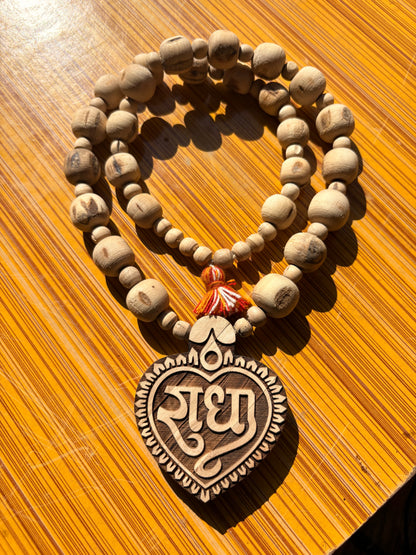 Big size pure tulsi mala & Big size Radha naam locket