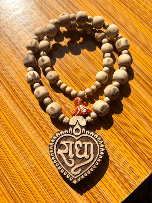 Big size pure tulsi mala & Big size Radha naam locket